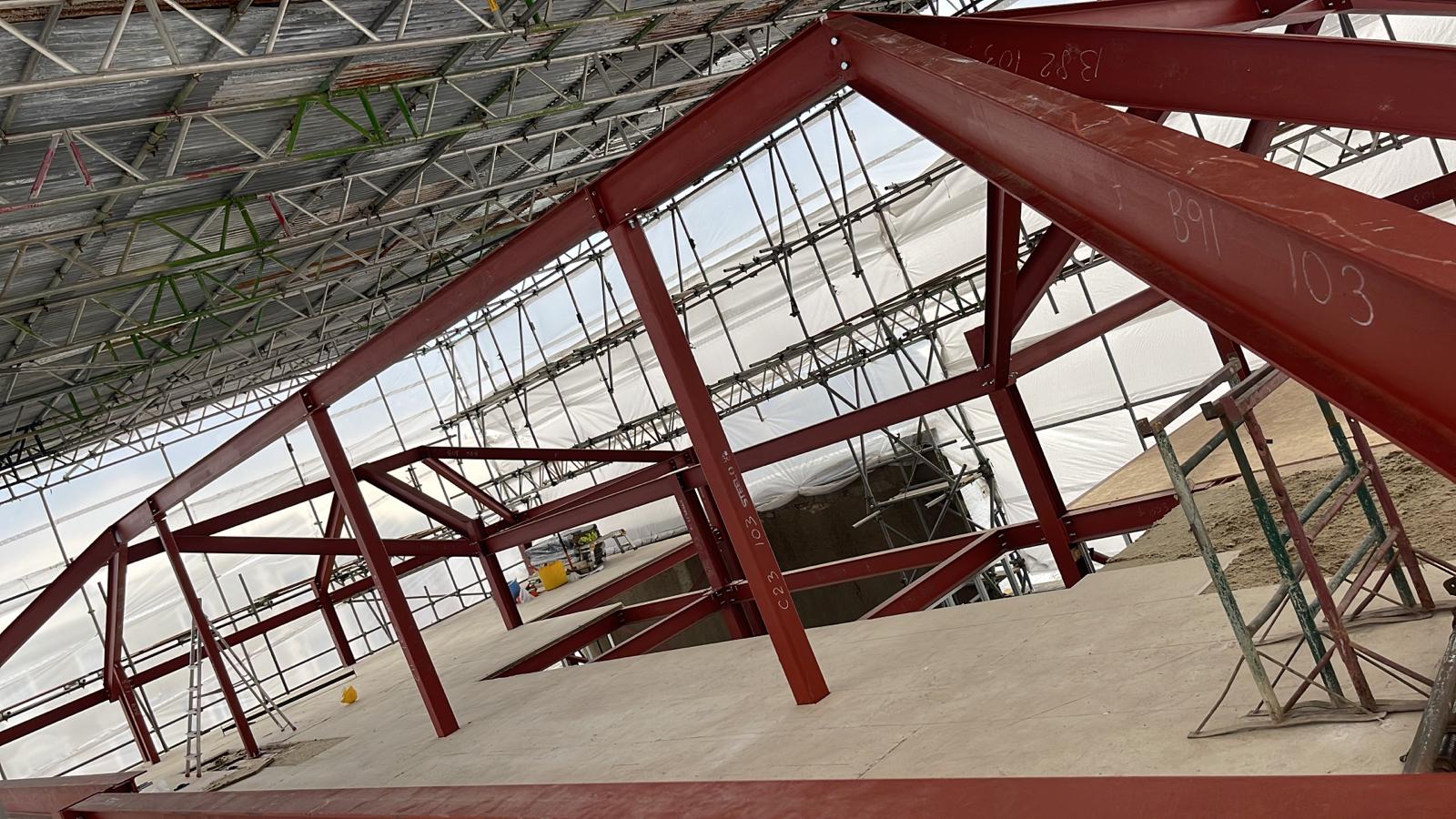 Steel frame roof trusses upper floor structure